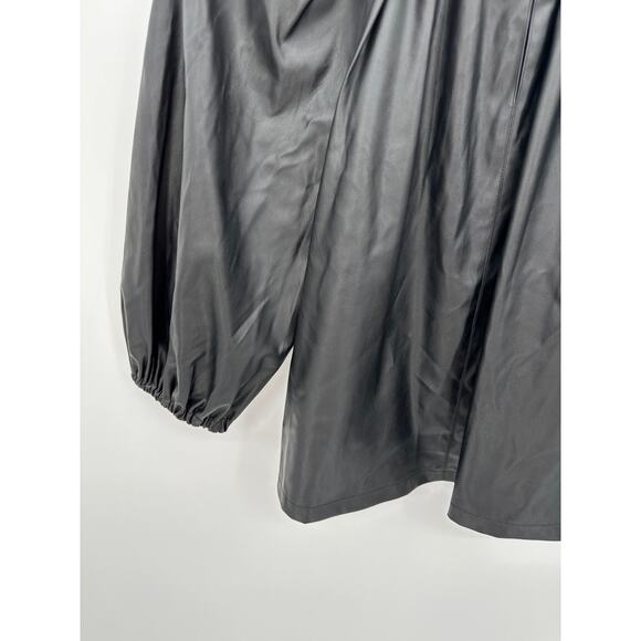 Who What Wear Faux Leather Black Balloon Sleeve Top Women's Size X-Small XS - Picture 4 of 9